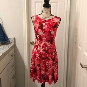 Red and Pink Floral Dress